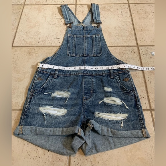 Bluenotes Distressed Denim Short Overalls M/M Medium Blue Jean Shortalls - Picture 5 of 8